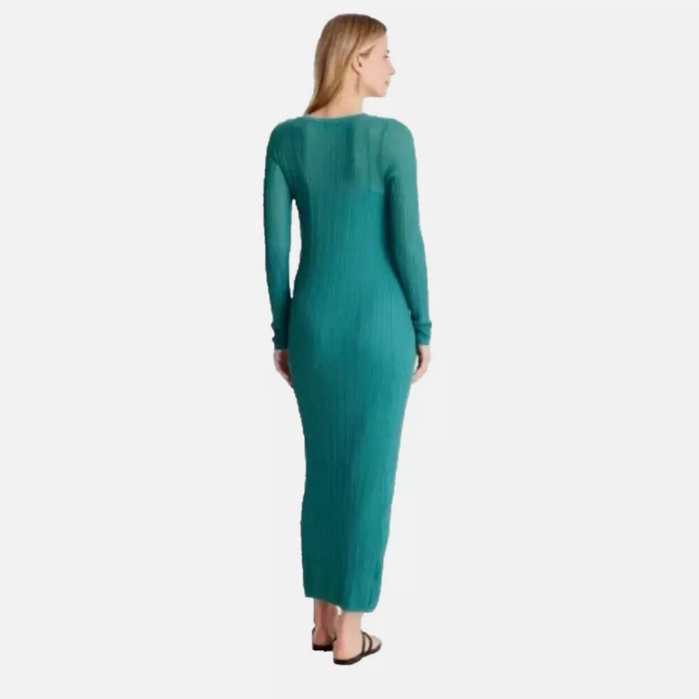Women's Long Sleeve Sheer Midi Dress - Future Collective Teal XXS - Picture 2 of 2
